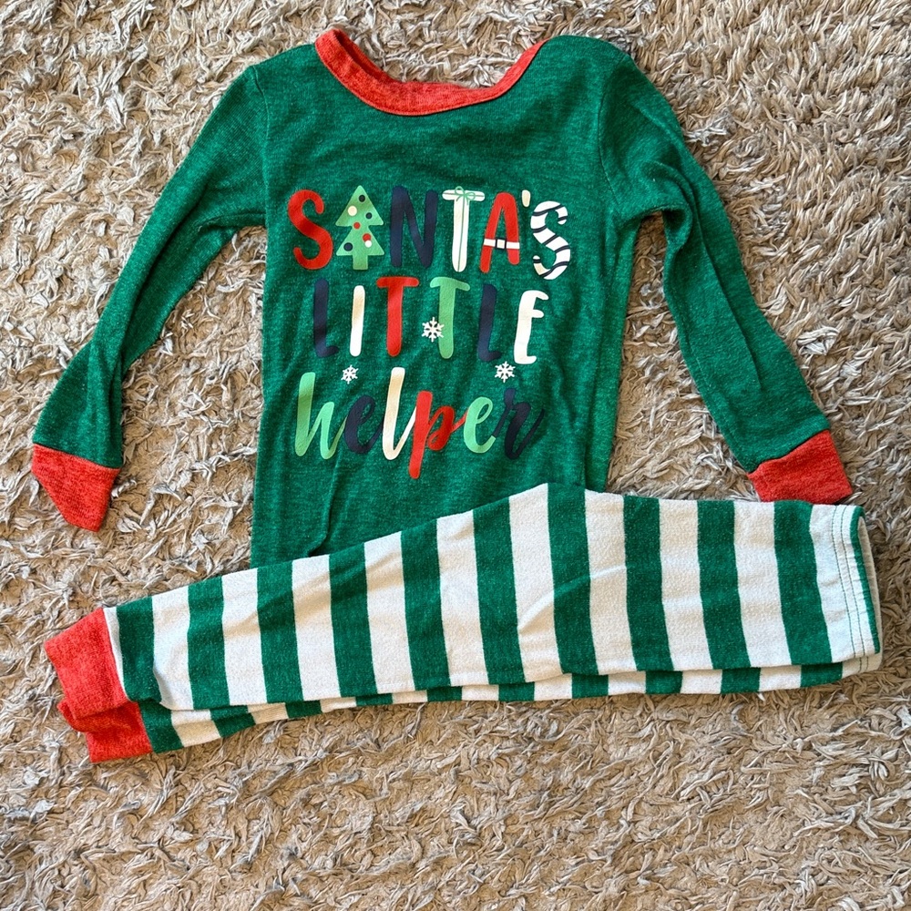 Essentials Kids Holiday Pajama Set - Green and Red